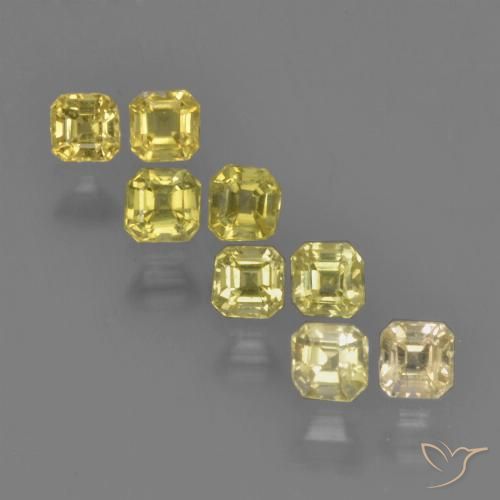 1.18 ctw Yellow Sapphire Gemstones, Sapphire Gems in Octagon Step Cut Shape for Sale.