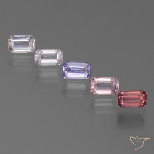 5pc Octagon / Emerald Cut Multicolor Sapphire Lot from Tanzania - Weight 2.42ct total / avg. 0.48ct each, Size 5.2 x 3.2mm, Color: Multicolor, Mohs Hardness 9 suitable for daily wear jewelry, Traditional April Birthstone, Photo A