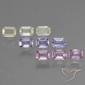 1.78 ctw Multicolor Sapphire Stones, Natural Sapphire in Octagon Step Cut Shape for Sale