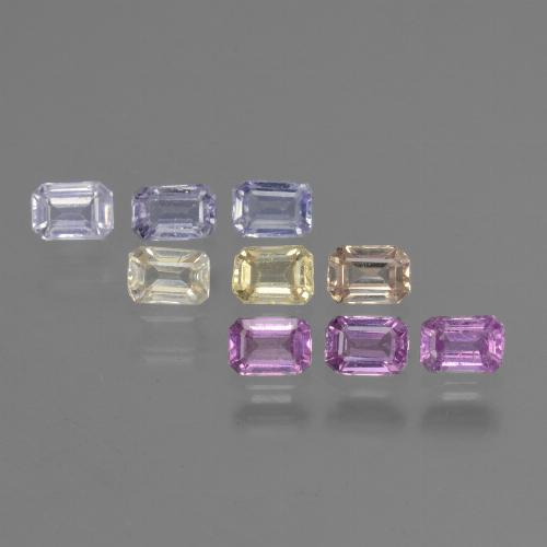 Mehrfarbig Saphir Edelstein - 0.2ct Octagon Stufenschliff (ID: 451335)