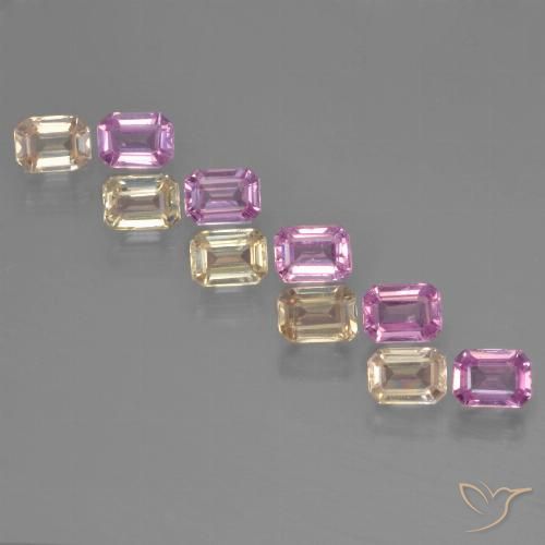Mehrfarbig Saphir Edelstein - 0.2ct Octagon Stufenschliff (ID: 451345)