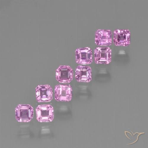Lote de 10 piezas de Zafiro Rosa Corte octagonal de Tanzania - Tamaño 2,6 x 2,5mm, peso 1,32 ct en total / promedio. 0,13 ct cada uno, Color: Rosado claro, Dureza Mohs 9 Adecuado para joyas de uso diario, Piedra del zodiaco Tauro, Photo A