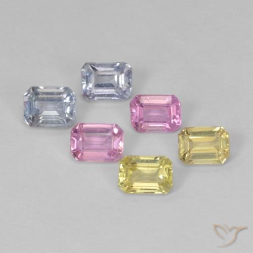1.81 ctw Multicolor Sapphire Stones, Natural Sapphire in Octagon Step Cut Shape for Sale