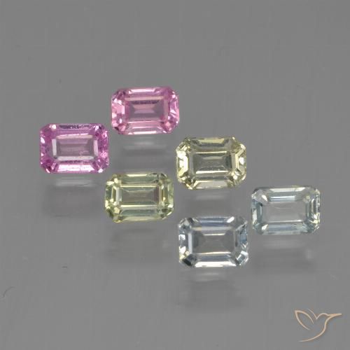 1.75 ctw Multicolor Sapphire Gemstones, Sapphire Gems in Octagon Step Cut Shape for Sale.