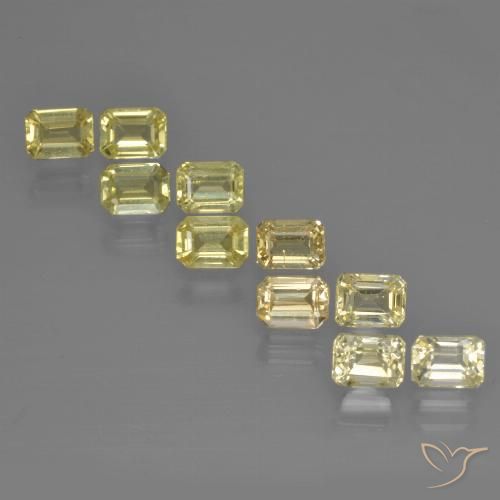 3.27 ctw Yellow Sapphire Gemstones, Sapphire Gems in Octagon Step Cut Shape for Sale.