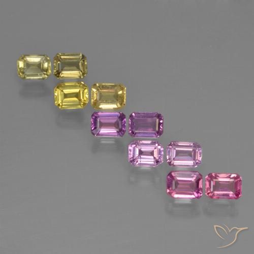 Mehrfarbig Saphir Edelstein - 0.3ct Octagon Stufenschliff (ID: 452554)