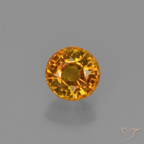 Deep Orange Sapphire Gem - 0.7ct Round Facet (ID: 453137)