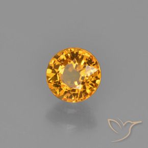 0.63 ct Orange Sapphire Stone, Natural Sapphire in Round Facet Shape for Sale