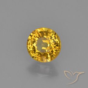 0.67 ct Golden Sapphire Stone, Natural Sapphire in Round Facet Shape for Sale