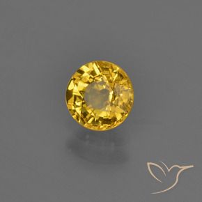 0.67 ct Golden Sapphire Stone, Natural Sapphire in Round Facet Shape for Sale