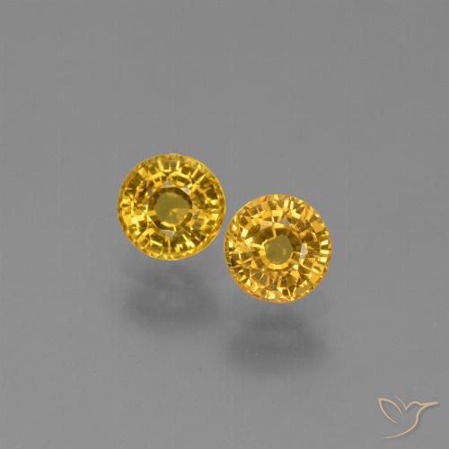 1.29 ct Yellow Sapphire, 4.9 mm Round Cut From Tanzania, Photo A
