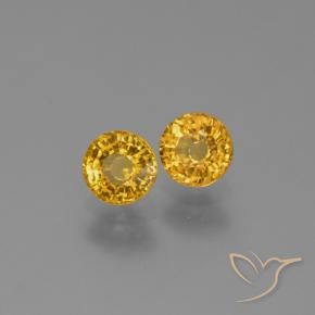 1.29 ctw Golden Sapphire Stones, Natural Sapphire in Round Facet Shape for Sale