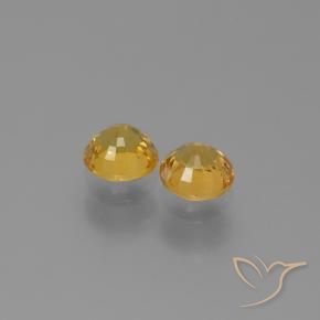 Sapphire Gemstones in 5 mm (calibrated) Size for Sale, Sapphire Stones in Medium Golden Color
