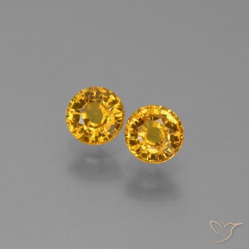 1.19 ct Loose Yellow Sapphire, 4.9 mm Round Cut From Tanzania, Photo A