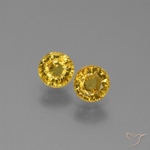 1.28 ct Loose Yellow Sapphire, 4.9 mm Round Cut From Tanzania, Photo A