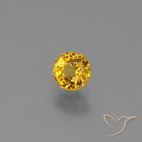0.68 ct Golden Sapphire Stone, Natural Sapphire in Round Facet Shape for Sale