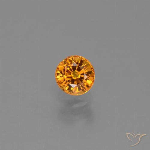 0.67ct Natural Intense Orange Sapphire, Round, VVS-VS