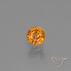 0.67 ct Orange Sapphire Stone, Natural Sapphire in Round Facet Shape for Sale