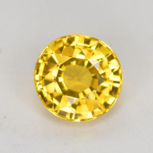 Medium Yellow Saphir Edelstein - 0.7ct Rund Facettenschliff (ID: 453241)
