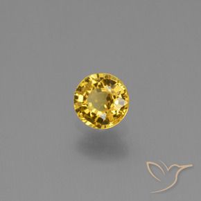 0.65 ct Golden Sapphire Stone, Natural Sapphire in Round Facet Shape for Sale