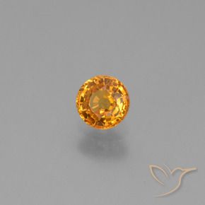 0.60 ct Orange Sapphire Stone, Natural Sapphire in Round Facet Shape for Sale