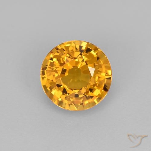 0.83ct Natural Deep Golden Orange Sapphire, Round, VVS-VS