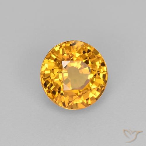 0.83 ct Golden Sapphire Stone, Natural Sapphire in Round Facet Shape for Sale
