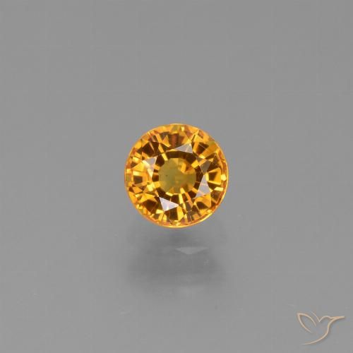 0.90ct Natural Deep Orange-Gold Sapphire, Round, VVS-VS