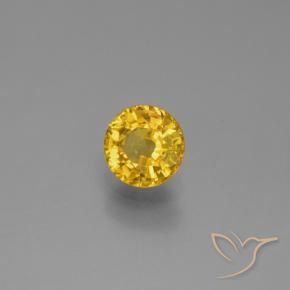 0.68 ct Golden Sapphire Stone, Natural Sapphire in Round Facet Shape for Sale