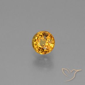 0.72 ct Golden Sapphire Stone, Natural Sapphire in Round Facet Shape for Sale