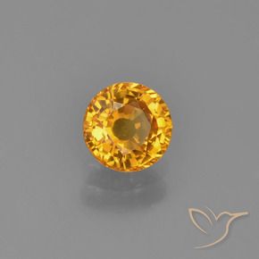 0.70 ct Golden Sapphire Stone, Natural Sapphire in Round Facet Shape for Sale