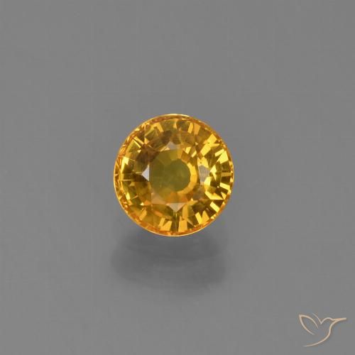 0.70ct Natural Deep Golden Orange Sapphire, Round, VVS-VS