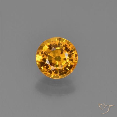 0.70ct Natural Deep Orange-Gold Sapphire, Round, VVS-VS