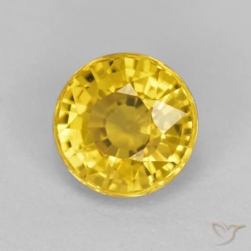 0.72 ct Golden Sapphire Stone, Natural Sapphire in Round Facet Shape for Sale
