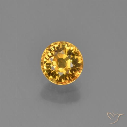 0.62ct Natural Deep Golden Orange Sapphire, Round, VVS-VS