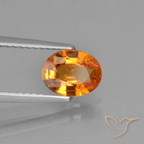 1.05 ct Orange Sapphire Stone, Natural Sapphire in Oval Facet Shape for Sale