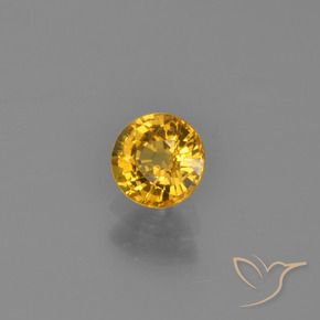 0.65 ct Golden Sapphire Stone, Natural Sapphire in Round Facet Shape for Sale