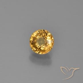 0.58 ct Golden Sapphire Stone, Natural Sapphire in Round Facet Shape for Sale