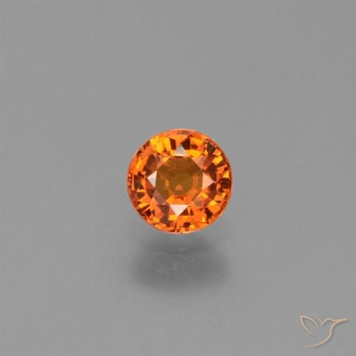 0.66ct Natural Bright Orange Sapphire, Round, VVS-VS