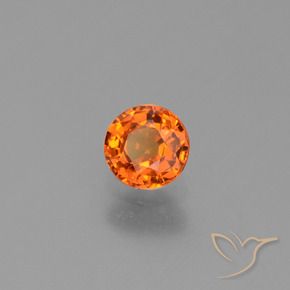 0.66 ct Orange Sapphire Stone, Natural Sapphire in Round Facet Shape for Sale