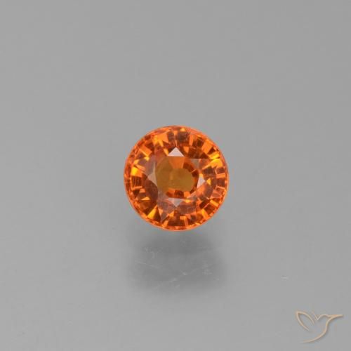 Bright Orange Sapphire Gem - 0.8ct Round Facet (ID: 453353)