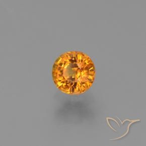0.76 ct Orange Sapphire Stone, Natural Sapphire in Round Facet Shape for Sale