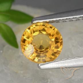 0.83 ct Golden Sapphire Stone, Natural Sapphire in Round Facet Shape for Sale