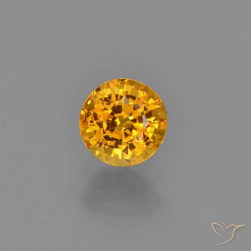 0.72ct Natural Deep Golden Orange Sapphire, Round, VVS