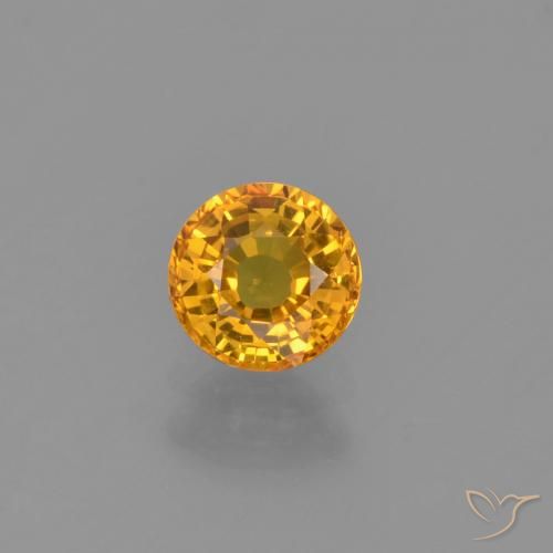 0.66ct Natural Deep Golden Orange Sapphire, Round, VVS-VS