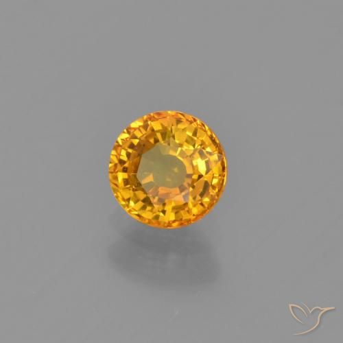 0.66 ct Golden Sapphire Stone, Natural Sapphire in Round Facet Shape for Sale