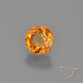 0.71 ct Orange Sapphire Stone, Natural Sapphire in Round Facet Shape for Sale