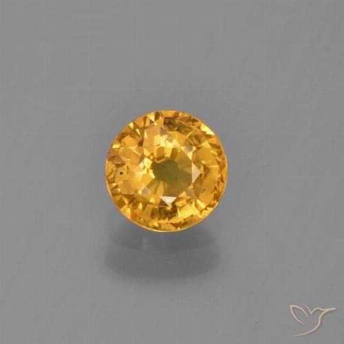 0.73ct Natural Deep Golden Orange Sapphire, Round, VS