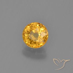 0.73 ct Golden Sapphire Stone, Natural Sapphire in Round Facet Shape for Sale