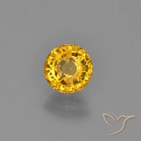 0.72 ct Golden Sapphire Stone, Natural Sapphire in Round Facet Shape for Sale